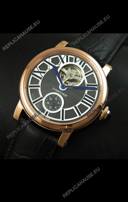 Ballon De Cartier Flying Tourbillon Japanese Replica Watch - Pink Gold Case
