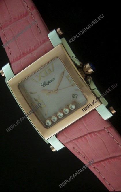 Chopard Happy Sport Swiss Replica Watch in Pink Strap