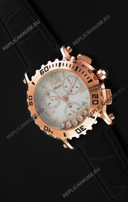 Chopard Happy Sport Swiss Replica Watch in Black Strap