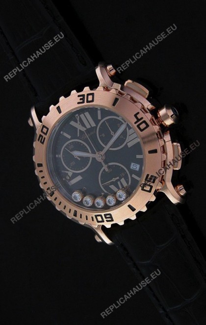 Chopard Happy Sport Swiss Replica Watch in Black Strap
