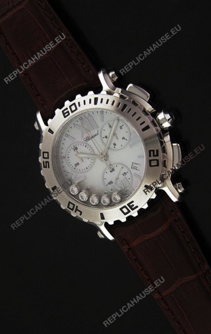Chopard Happy Sport Swiss Replica Watch in Brown Strap
