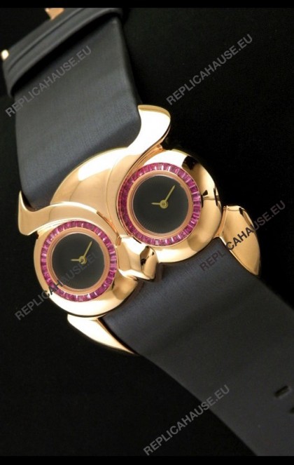 Chopard Animal World Ladies Owl Watch in Double Black Dial
