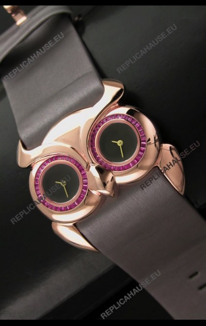 Chopard Animal World Ladies Owl Watch in Double Black Dial