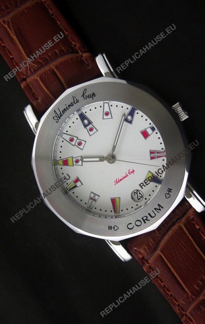 Corum Admiral's Cup Japanese Replica Watch in White Dial