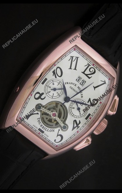 Franck Muller Tourbillon Japanese Replica Watch in Pink Rose Case 