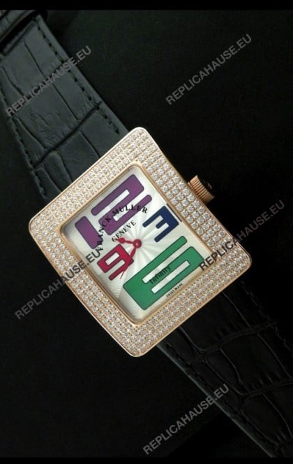 Franck Muller Geneve Infinity Japanese Gold Watch in Multi Color Numeral Markers