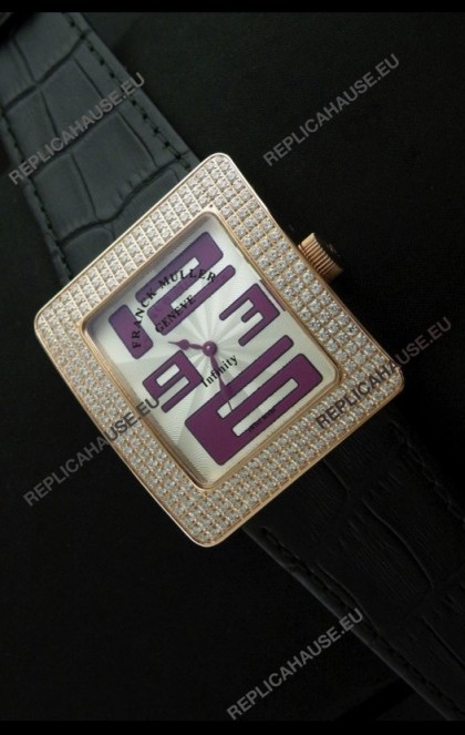 Franck Muller Geneve Infinity Japanese Gold Watch in Purple Numeral Markers