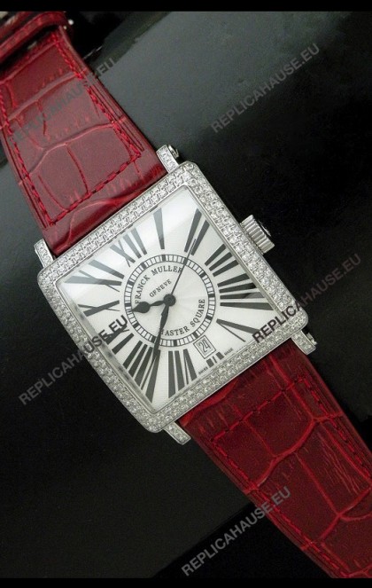 Franck muller Master Square Japanese Replica Watch in Red Strap