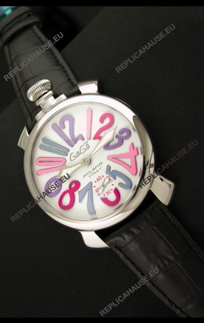 Gaga Milano Italy Japanese Replica Watch in Multi Color Arabic Markers