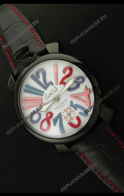 Gaga Milano Italy Japanese Replica PVD Watch in White Dial