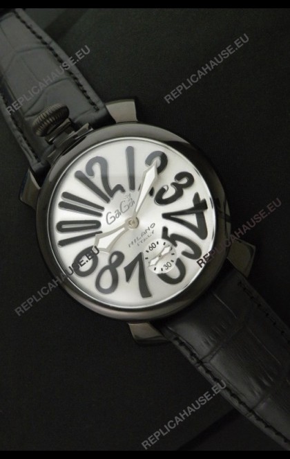 Gaga Milano Italy Japanese Replica PVD Watch in Black Markers