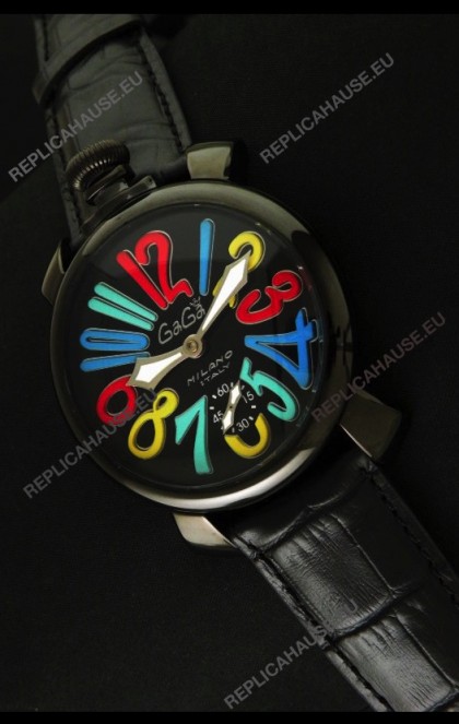 Gaga Milano Italy Japanese Replica PVD Watch in Multi Colour Arabic Markers