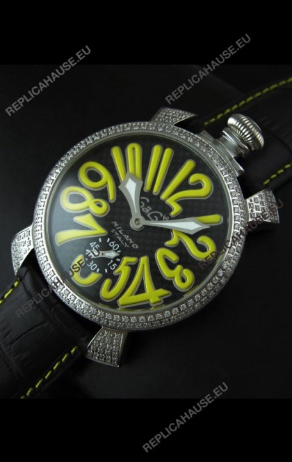 Gaga Milano Italy Manuale Replica Japanese Watch in Yellow Markers
