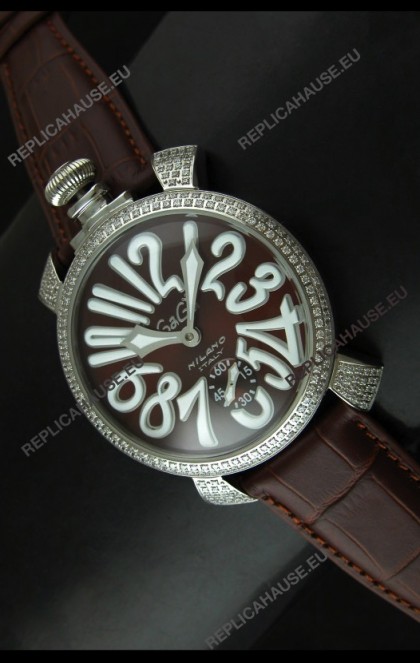 Gaga Milano Italy Manuale Replica Japanese Watch in Coffee Dial