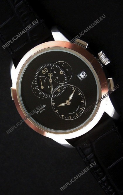 Glashuette ST. Steel Japanese Replica Watch in Black Dial