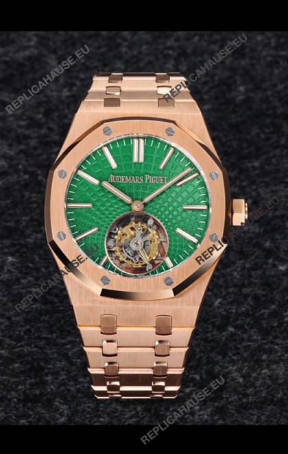 Audemars Piguet Royal Oak Flying Tourbillon 41mm in 904L Rose Gold with Green Dial