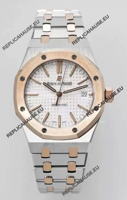 Audemars Piguet Royal Oak 37MM Two Tone White Dial Watch in 3120 Movement - 1:1 Mirror Replica