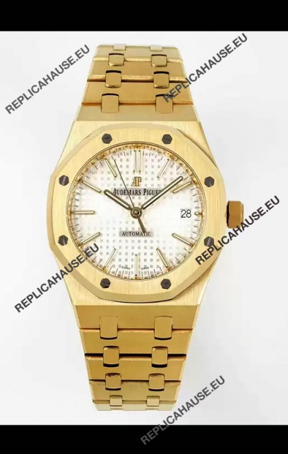 Audemars Piguet Royal Oak 37MM White Dial Yellow Gold Watch in 3120 Movement - 1:1 Mirror Replica
