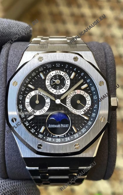 Audemars Piguet Royal Oak Perpetual Calendar Swiss Replica 904L Steel in Black Dial 