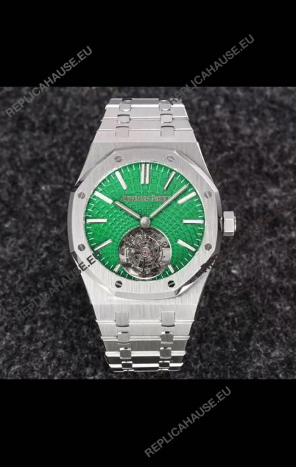 Audemars Piguet Royal Oak Flying Tourbillon 41mm Green Dial in 904L Casing - Green Tapisserie Dial