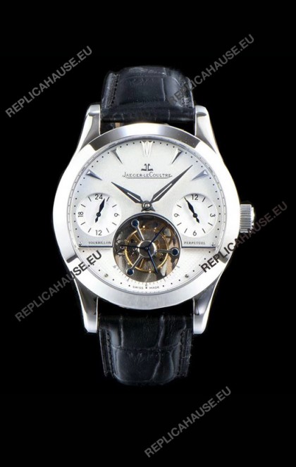 Jaeger LeCoultre Perpetual Tourbillon 904L Steel Case White Dial Swiss Replica Watch 