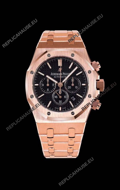 Audemars Piguet Royal Oak Chronograph Pink Gold Case Black Dial - 1:1 Mirror Replica