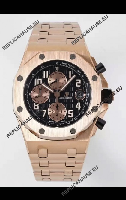 Audemars Piguet Royal Oak Offshore Black Dial Chronograph 1:1 Mirror Replica Watch - Rose Gold 