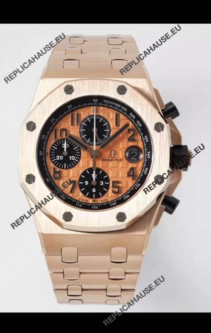 Audemars Piguet Royal Oak Offshore Champange Dial Chronograph 1:1 Mirror Replica Watch - Rose Gold 