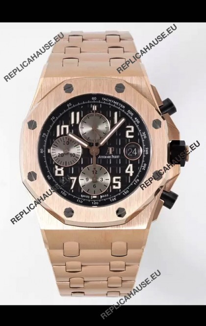 Audemars Piguet Royal Oak Offshore Black Dial Chronograph 1:1 Mirror Replica Watch - Rose Gold 