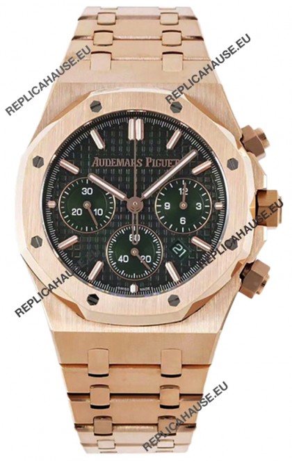 Audemars Piguet Royal Oak Chronograph 1:1 Mirror Replica - Rose Gold Casing Green Dial in 41MM