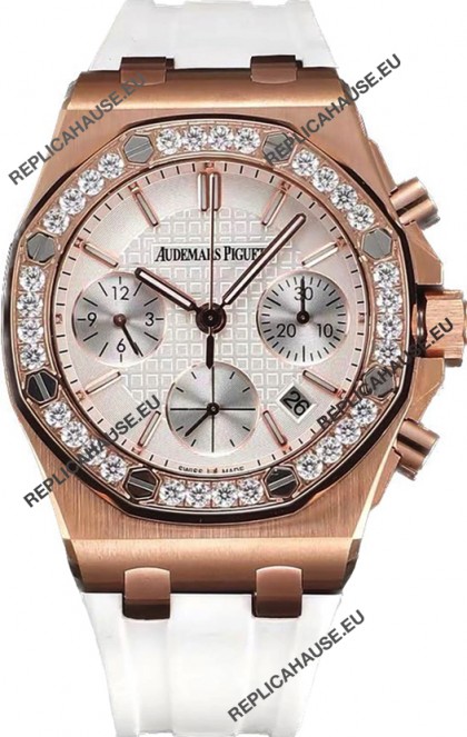 Audemars Piguet Royal Oak Offshore Rose Gold White Dial Chronograph 37MM - Swiss Replica Watch 