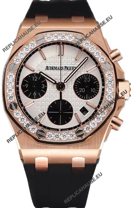 Audemars Piguet Royal Oak Offshore Rose Gold White Dial Chronograph 37MM - Swiss Replica Watch 