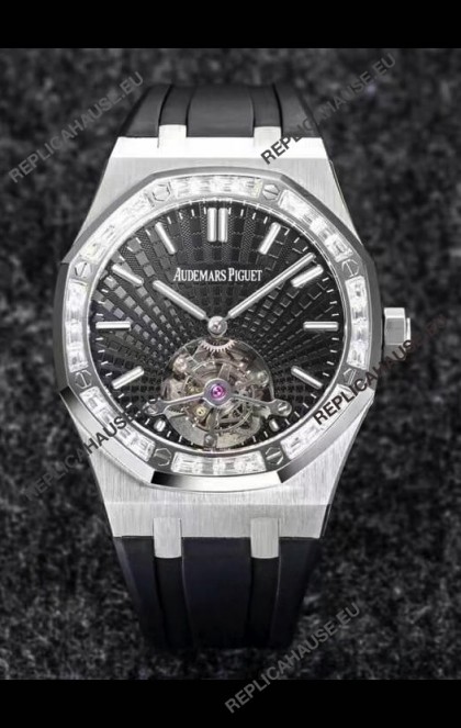 Audemars Piguet Royal Oak Tourbillon 41mm in 904L Casing - Grey Tapisserie Diamonds Bezel 1:1 Ultimate Replica