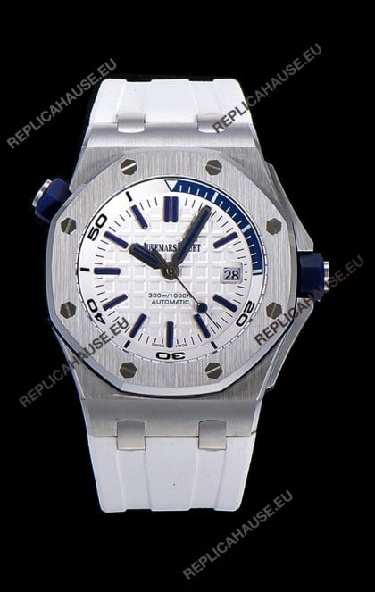 Audemars Piguet Royal Oak Diver Swiss Replica Watch White Dial 1:1 Quality 3120 Movement 904L Steel 