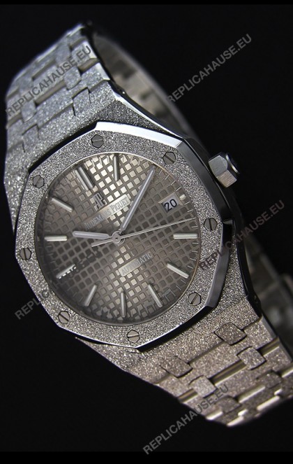 Audemars Piguet Royal Oak Frosted Self-Winding White Gold Grey Dial 1:1 Mirror Replica Watch 