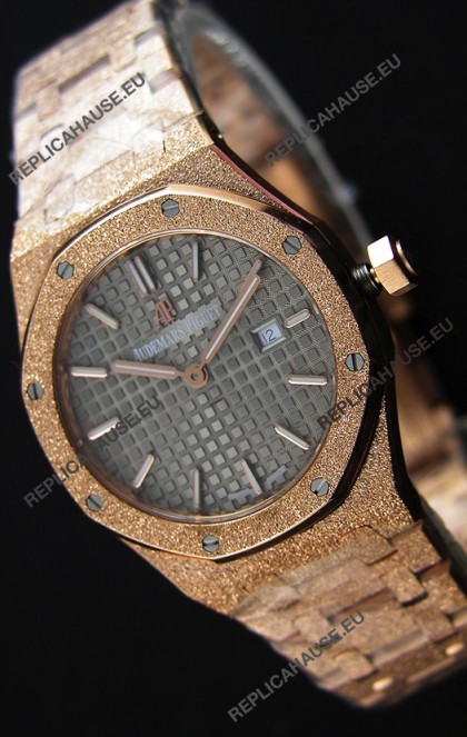 Audemars Piguet Royal Oak Frosted Rose Gold QUARTZ Watch Grey Dial 33MM - 1:1 Mirror Replica 