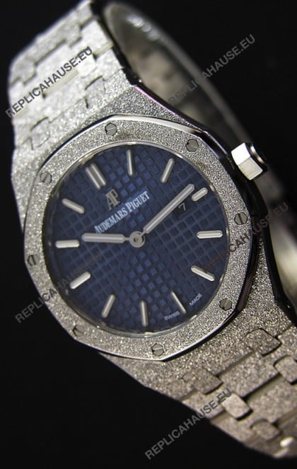 Audemars Piguet Royal Oak Frosted White Gold QUARTZ Watch Navy Blue 33MM - 1:1 Mirror Replica 