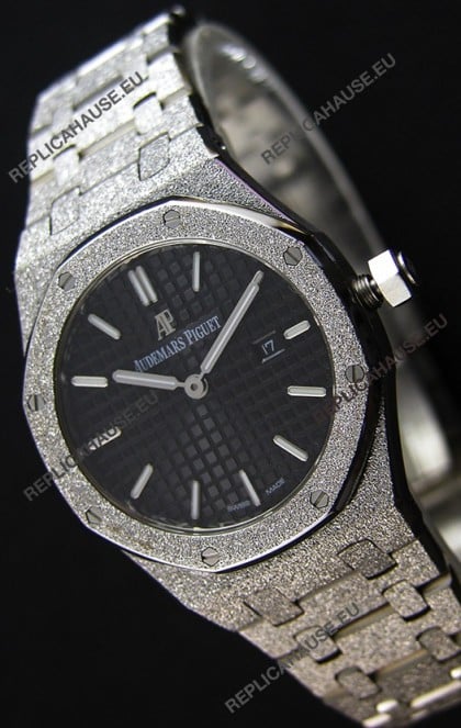Audemars Piguet Royal Oak Frosted White Gold QUARTZ Watch Black Dial 33MM - 1:1 Mirror Replica 
