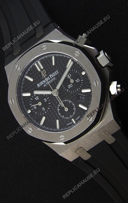 Audemars Piguet Royal Oak Chronograph Black Dial Rubber Strap Swiss Replica Watch 