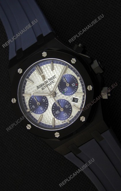Audemars Piguet Royal Oak Chronograph Silver Toned Dial Blue Subdials Swiss Replica Watch