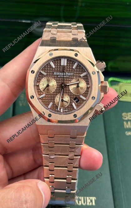 Audemars Piguet Royal Oak Chronograph 1:1 Mirror Replica - Rose Gold Casing Brown Dial in 41MM