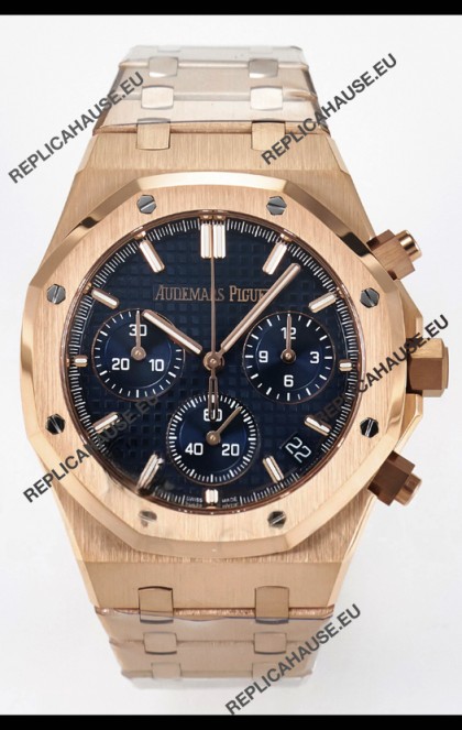 Audemars Piguet Royal Oak Super Clone - Black Dial Rose Gold Casing 41MM