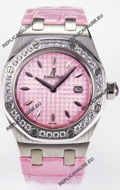Audemars Piguet Royal Oak 33MM 904L Steel Quartz Pink Dial Swiss Replica Watch 