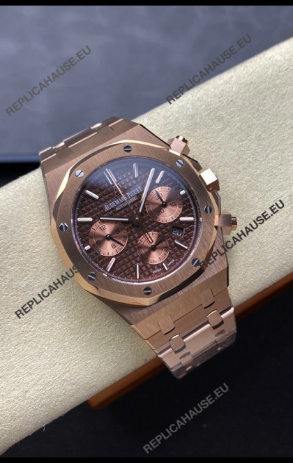 Audemars Piguet Royal Oak Super Clone - Rose Gold Casing Brown Dial in 41MM