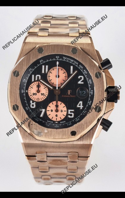 Audemars Piguet Royal Oak Offshore Rose Gold Half BRICK Dial 1:1 Super Clone Replica Watch - 904L Steel