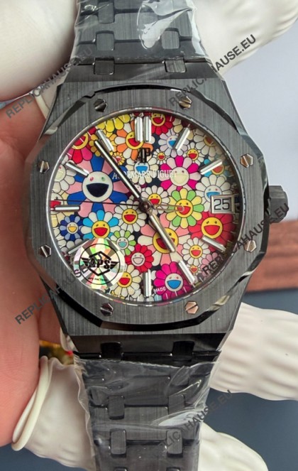 Audemars Piguet Super Clone Royal Oak Black Ceramic Watch in Sun-Flower Dial 