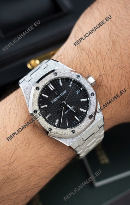 Audemars Piguet Super Clone 15454BC Royal Oak Frosted 37MM Watch in Black Dial