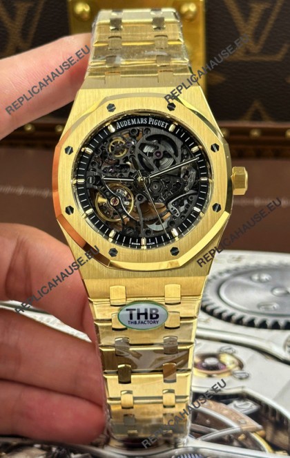 Audemars Piguet Royal Oak Super Clone Openworked Yellow Gold Watch