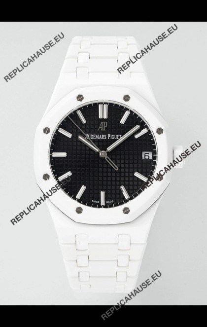 Audemars Piguet Royal Oak 15500 White Ceramic Super Clone Black Dial Watch 