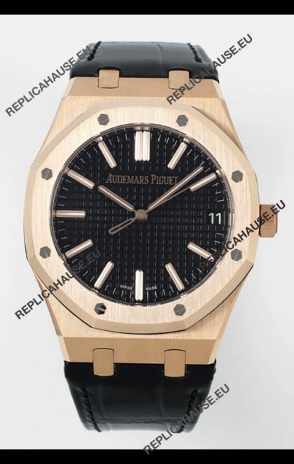 Audemars Piguet Royal Oak 15510OR 41MM Rose Gold Black Dial Super Clone Replica Watch